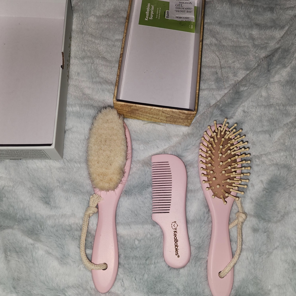 Keababies Pink Baby Brush and Comb Set